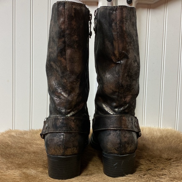 Simply Vera Metallic Biker Moto Boots 8 Punk Goth - Picture 6 of 10